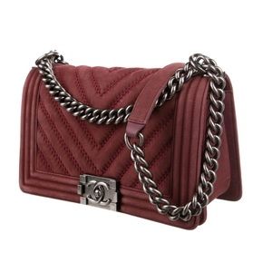 Chanel burgundy boy bag.